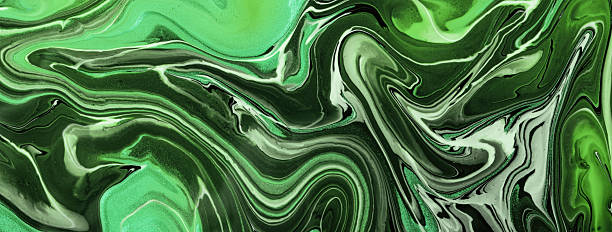 istock Green emerald abstract fluid art background with marble texture effect in acrylic pour painting style 2219964432