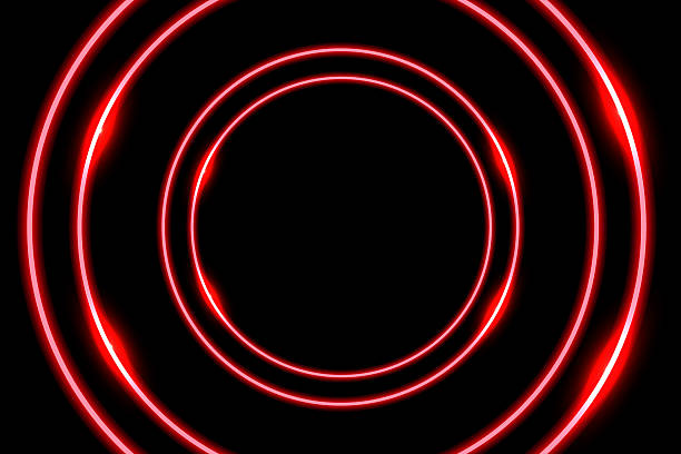 istock Modern Neon Red Circle Frame on Black Background. Technology Wallpaper. Futuristic. Abstract Business Banner 2219966139