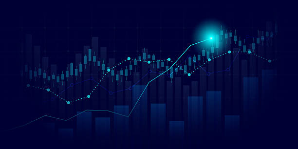 istock Abstract financial graph with up trend line chart in stock market on blue colour background 2219969666