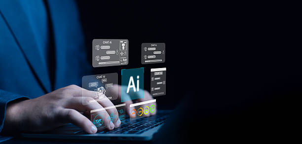 istock Businessman using technology connecting to the internet around the world, chatting, chatting with AI, artificial intelligence, using command prompt to create something, future technology 2219971890