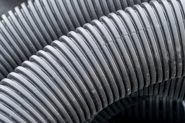 istock Corrugated HDPE plastic drainage, stormwater pipe. 2219972879