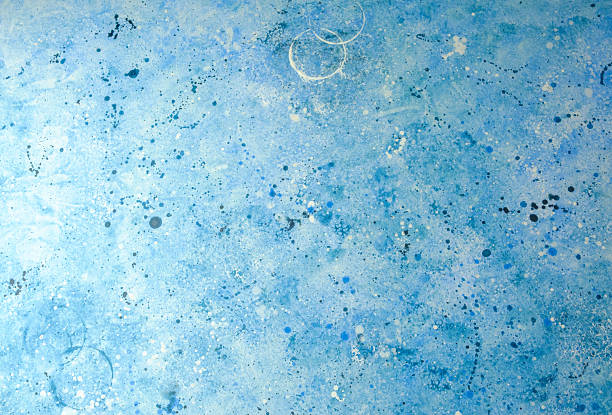 istock Abstract painting with blue tones featuring splashes and circular patterns 2219981138
