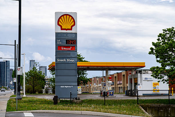 Exterior View of Shell Gas Station in Canada. Markham, Canada - May 17, 2025.