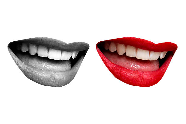 Smile, close up shot of a beautiful female mouth and lovely shiny white teeth smiling happily.