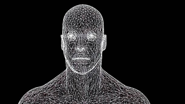 The Human Body Is Modeled of lines. Computer generated 3d render