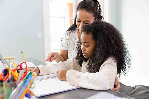 istock Mother helping daughter with homework at home 2220000588