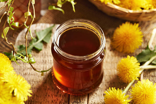 istock Dandelion honey - herbal syrup made with fresh dandelion flowers 2220006110