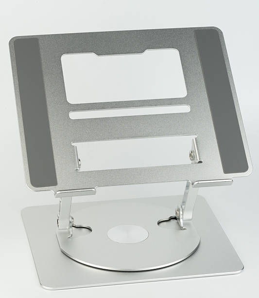 Adjustable laptop stand designed for ergonomic comfort and stability in workspaces