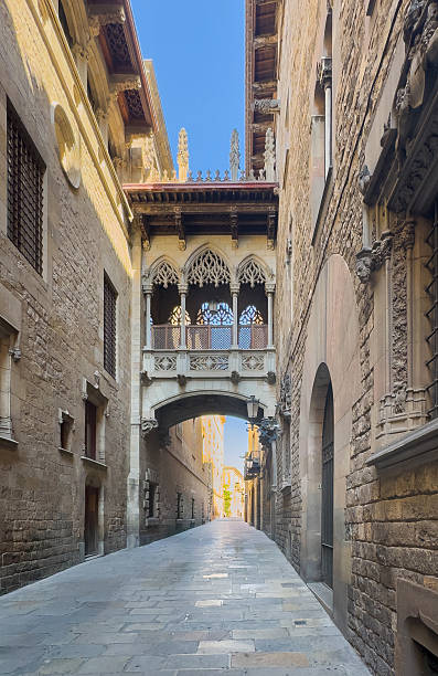 istock Bridge over the Carrer del Bisbe in Barcelona, Spain 2220009441