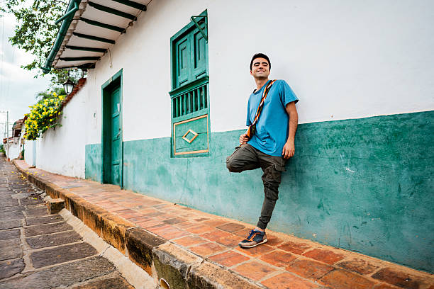 Colorful facade of a typical house in Guatape, Colombia