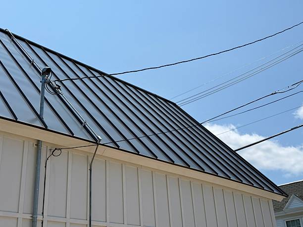 istock Black Metal Roof 2220024917