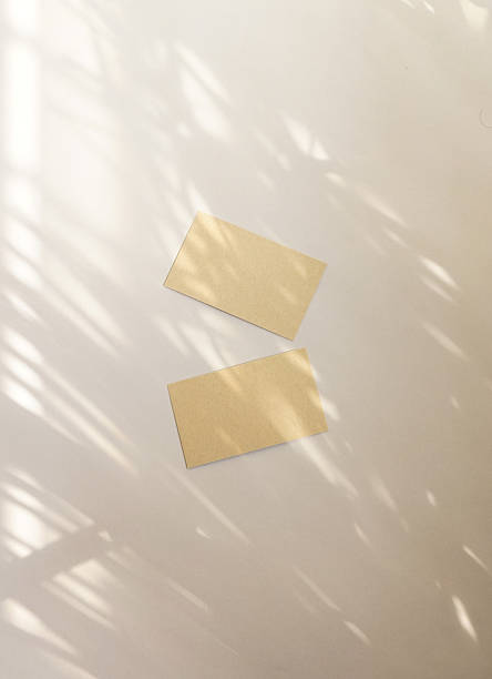 Real crafted photo card brown blank organic light and shadow background aesthetic mockup design
