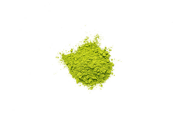 istock Top view green matcha tea powder isolated on white background 2220049965