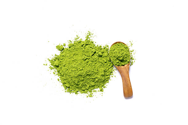 istock Top view green matcha tea powder isolated on white background 2220049969