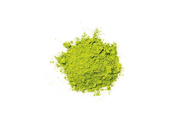 istock Top view green matcha tea powder isolated on white background 2220049973