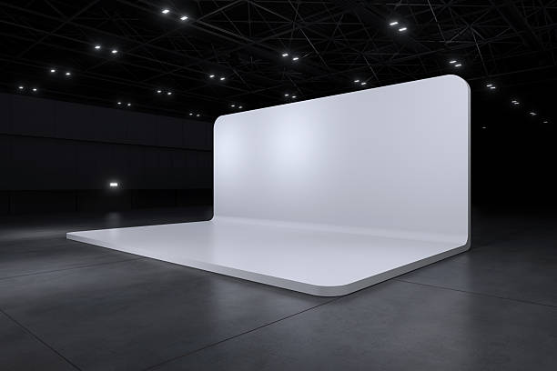 istock Exhibition stand for mockup and Corporate identity,Display design.Empty booth Design.Retail booth elements in Exhibition hall.booth Design trade show.Blank Booth system of Graphic Resources.3d Background for online Event,conference,live.3d render. 2220053618