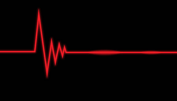 istock Red and glowing heartbeat symbol on black background. Medical concept on display screen of heartbeat. 2220060413
