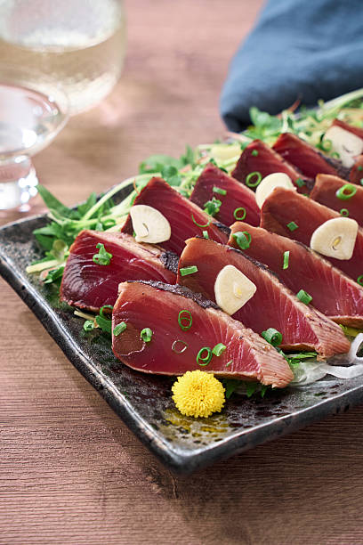 istock Japanese Seared Bonito with Fresh Herbs (Katsuo no Tataki) 2220063588