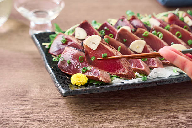 istock Japanese Seared Bonito with Fresh Herbs (Katsuo no Tataki) 2220063605