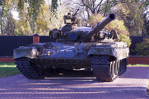 Military war tank. Part of the weapon in close up