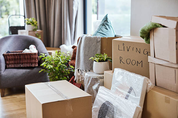 istock Packed Boxes and Furniture in a Home During a Moving Process 2220064735