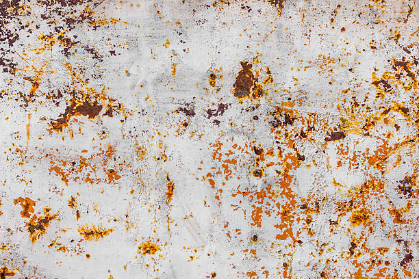 istock rusty flat sheet steel with peeling white paint 2220065160