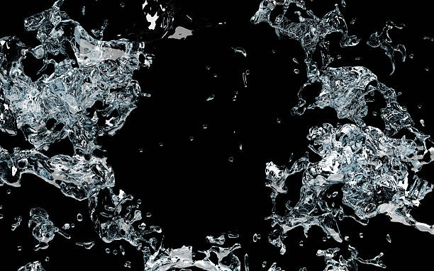istock Detailed splash effect of transparent water on black background 2220071463