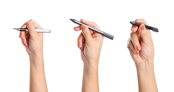 istock Female hand holding digital pen, isolate on white background, clipping path. 2220086510