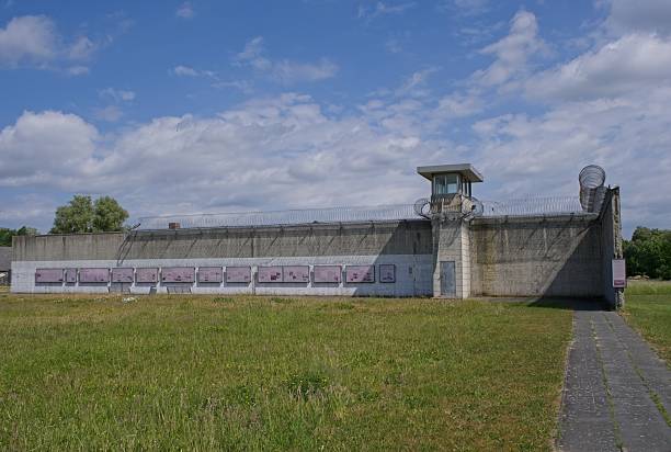 Hamburg, Germany - May 24, 2025: Neuengamme concentration camp. 14,000 people died in the camp. Sunny spring day. Selective focus