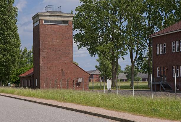 Hamburg, Germany - May 24, 2025: Neuengamme concentration camp. 14,000 people died in the camp. Sunny spring day. Selective focus