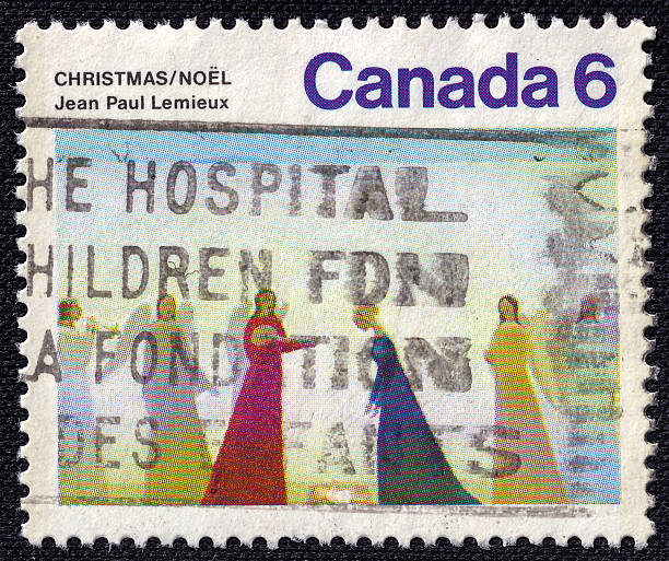 istock Christmas theme on a 1974 Canada vintage postage stamp 2220093875