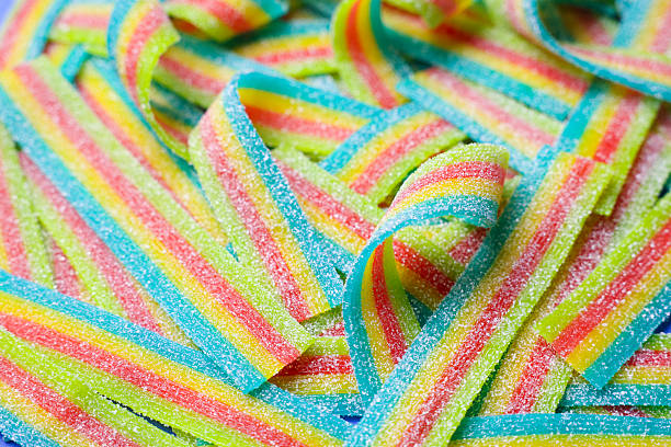 istock Tasty rainbow sour belts as background, closeup 2220096851