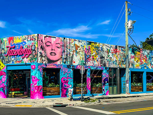 Tacology, Mexican restaurant, the street at Art Wynwood Walls, Miami, USA stock photo
