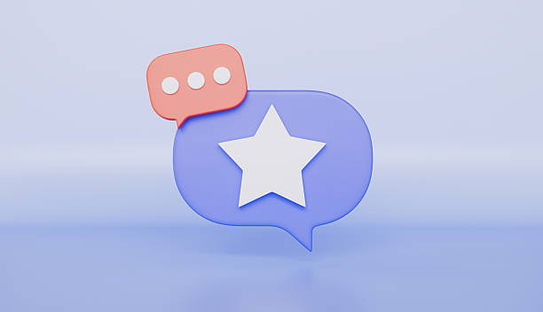 istock Two speech bubbles, feedback and online ratings, one featuring a star rating 2220101223