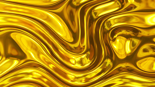 istock Liquid gold chrome waves background, shiny and lustrous golden metal pattern texture. 2220102103