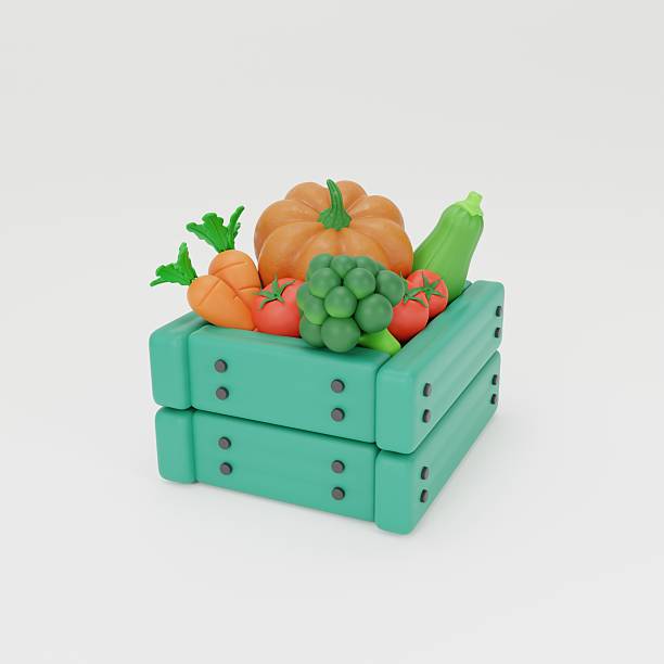 istock 3d fresh vegetables in wooden box. Eco-friendly lifestyle. 2220108773