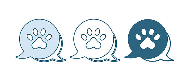 istock Blue Paw print icon isolated on white background. Dog or cat paw print. Animal track. Vector 2220110458