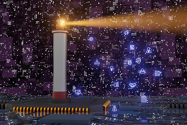 istock A computer chip with a lighthouse on top of it 2220111604