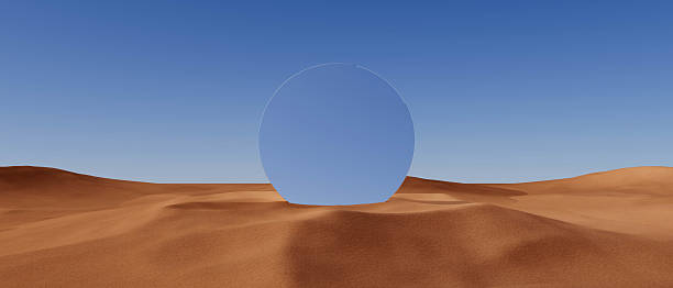 istock round clear mirror in the middle of a desert 2220112209
