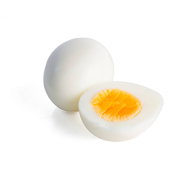 istock The Photo of boiled chicken eggs on a white background. 2220113638