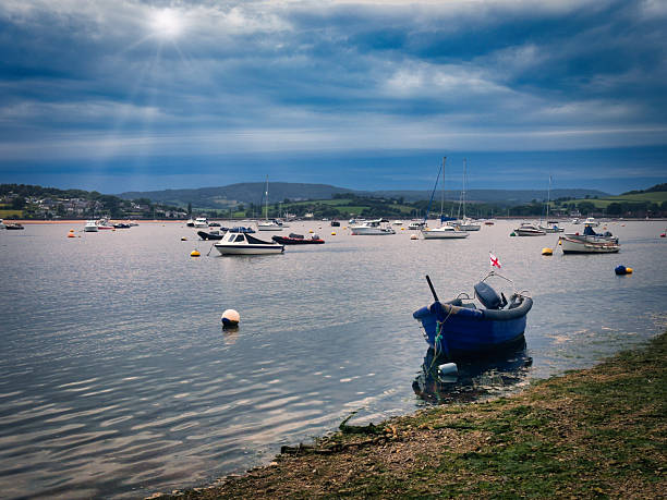 Landscape photograph of boats at the Exe Estuary, Exmouth, Devon.
