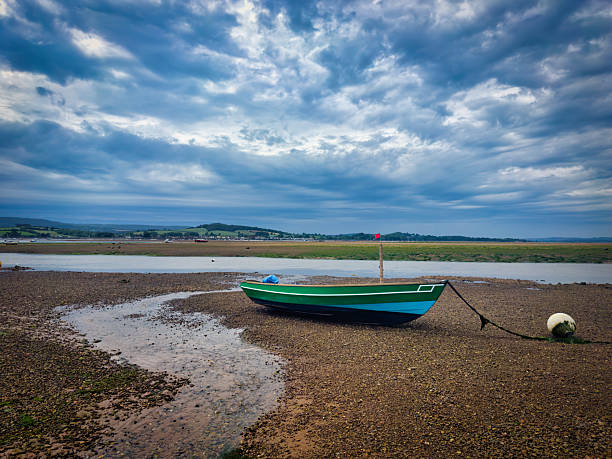 Landscape photograph of boats at the Exe Estuary, Exmouth, Devon.
