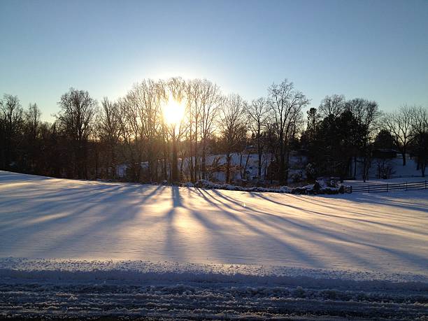 Snowy Farm Field Dusk Winter