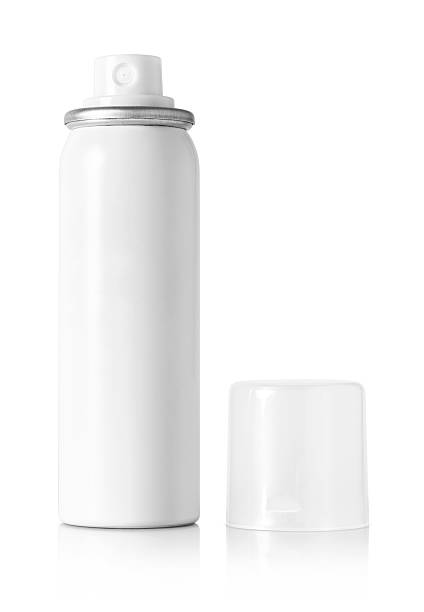 istock White aerosol spray can with open cap isolated on white background for packaging or product mockup design 2220122134