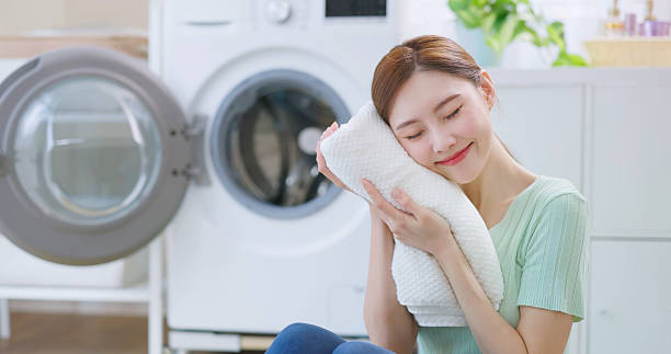istock Housewife Enjoys Soft Towels 2220122927