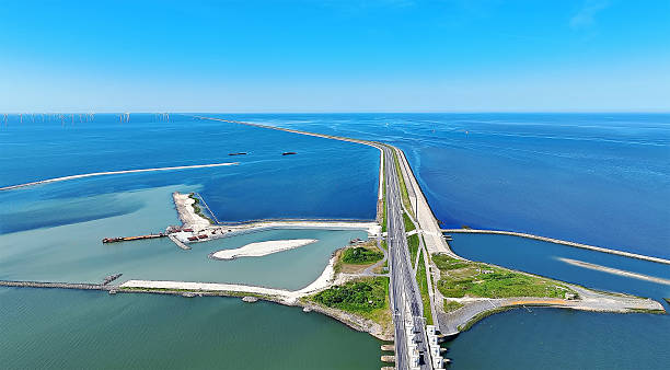 istock Aerial from fish migration islands at the Afsluitdijk in the Netherlands 2220123578