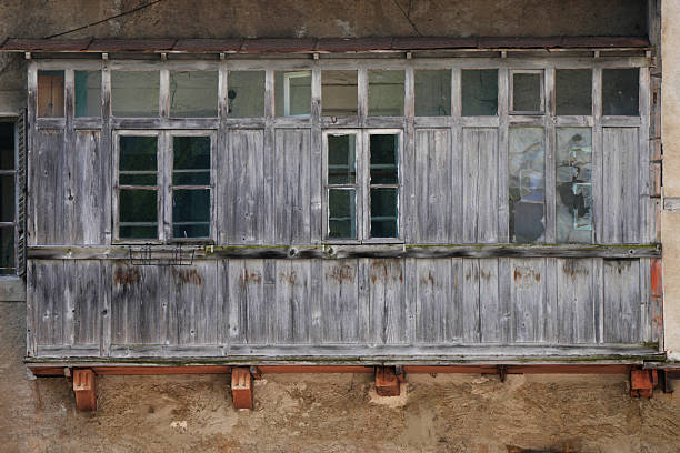 closed balcony of an old mountain house