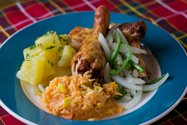 istock This appetizing photo presents a hearty chicken dish served with rice 2220132775