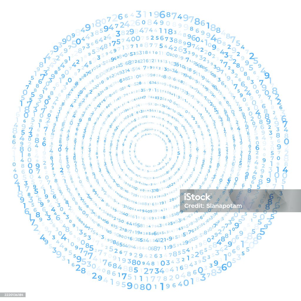 Swirling Math Digital Data Array Abstract Concentric Circles Of Digits Swirling ...