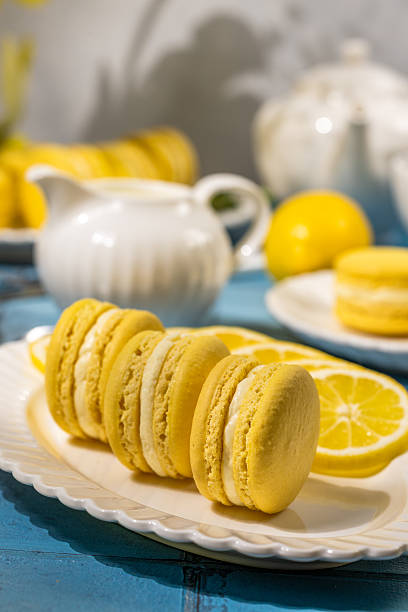 istock Delicious lemon macarons arranged on a plate, creating a tempting dessert scene 2220142276